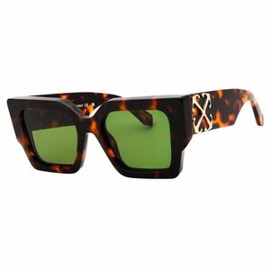 New! Off-White OERI128CATALINA 6055 Tortoise Shell Sunglasses with Green Lenses